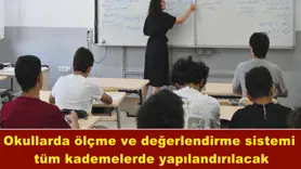 Okullarda ölçme ve değerlendirme sistemi  tüm kademelerde yapılandırılacak