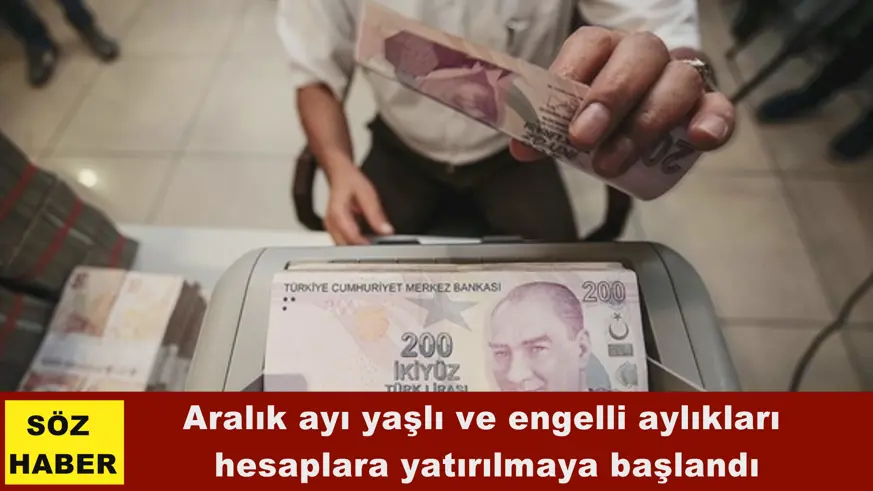 Aralık ayı yaşlı ve engelli aylıkları  hesaplara yatırılmaya başlandı