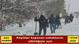 Köylüler kapanan sokaklarını  elbirliğiyle açtı