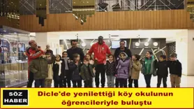 Dicle'de yenilettiği köy okulunun  öğrencileriyle buluştu