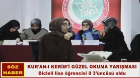 Dicleli lise öğrencisi il 3'üncüsü oldu