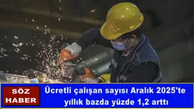 Ücretli çalışan sayısı Aralık 2025'te  yıllık bazda yüzde 1,2 arttı