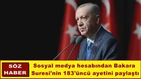 Sosyal medya hesabından Bakara  Suresi'nin 183'üncü ayetini paylaştı